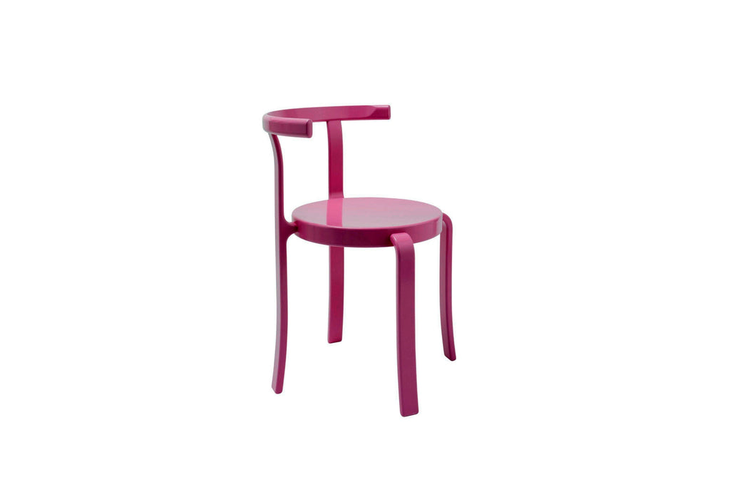 Stuhl in Hochglanzlack, rosa - Seitenansicht