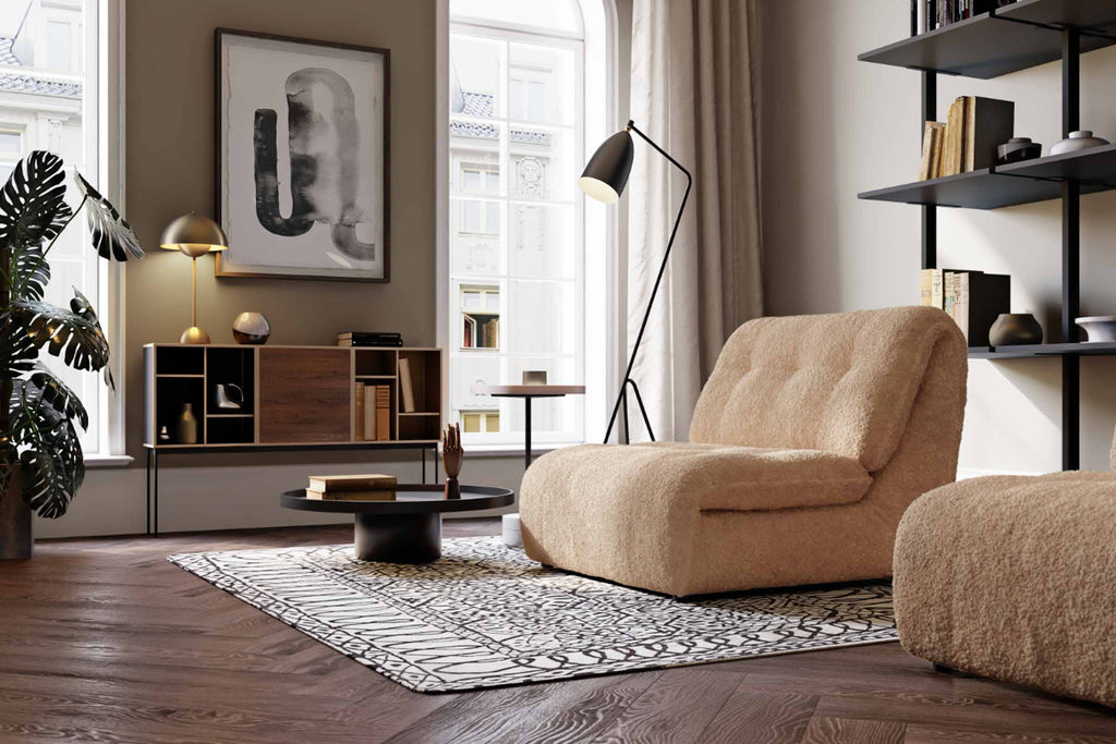 Wohnlandschaft mit integrierter Relaxfunktion und Lendenkissen