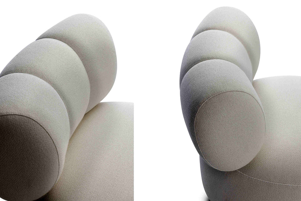 Detailansicht des Sessels mit gesteppter Rückenlehne in Beige