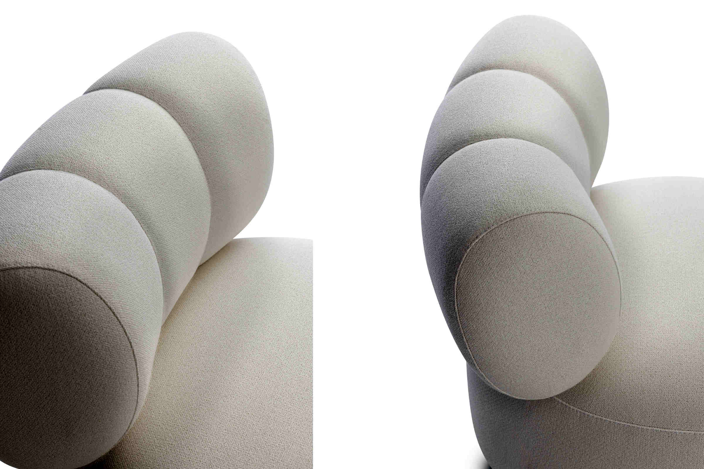 Detailansicht des Sessels mit gesteppter Rückenlehne in Beige