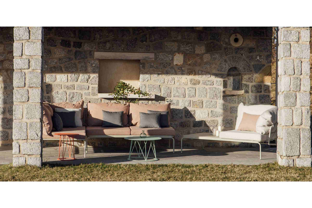 ATAMAN Designer Modulares Gartensofa-Eckelement mit Couchtisch (links/rechts), Seitenansicht