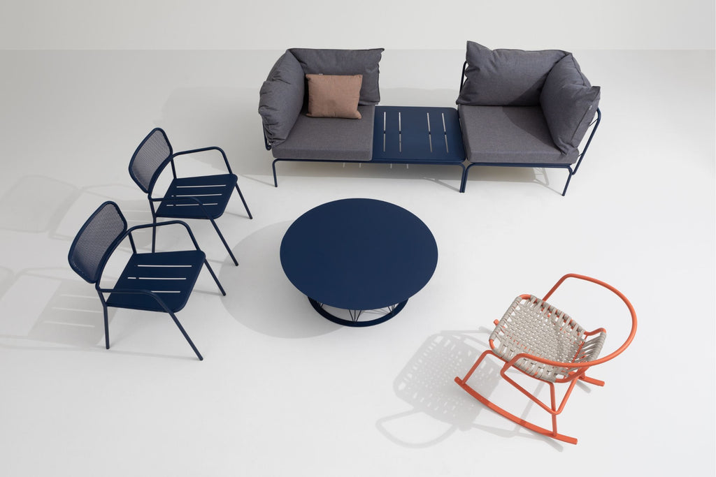 ATAMAN Designer Modulares Gartensofa Eckelement 80 von GARDA – moderne Gartenmöbel in Blau