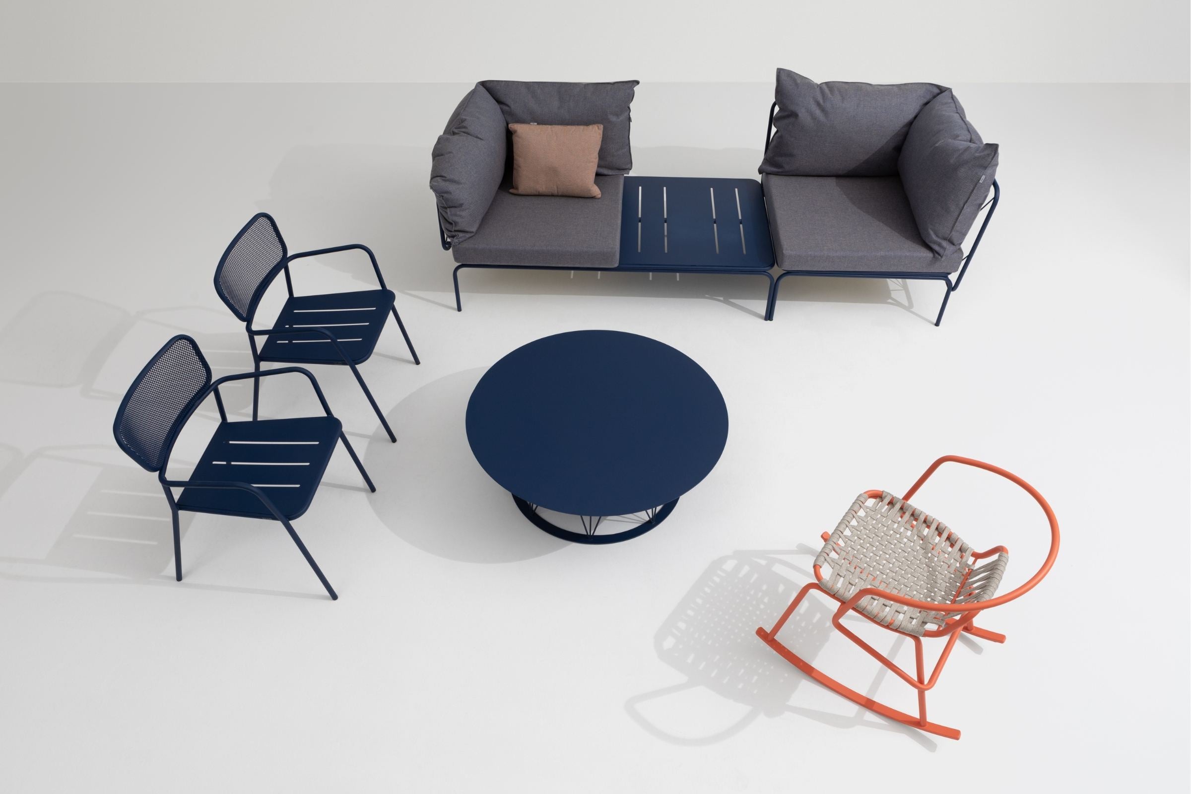 ATAMAN Designer Modulares Gartensofa Eckelement 80 von GARDA – moderne Gartenmöbel in Blau