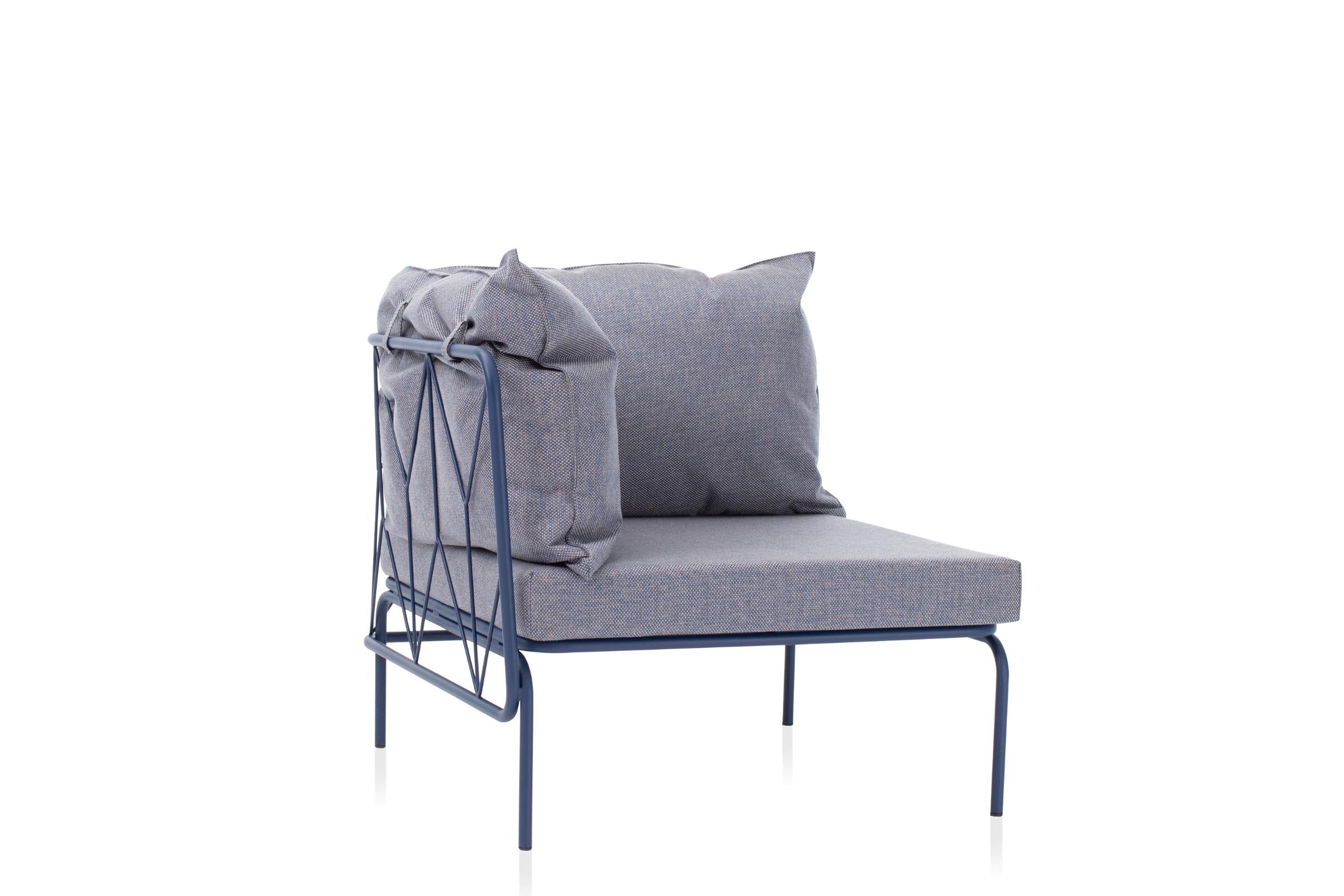 ATAMAN Designer Modulares Gartensofa Eckelement 80 von GARDA – stilvolles Ecksofa in Blau