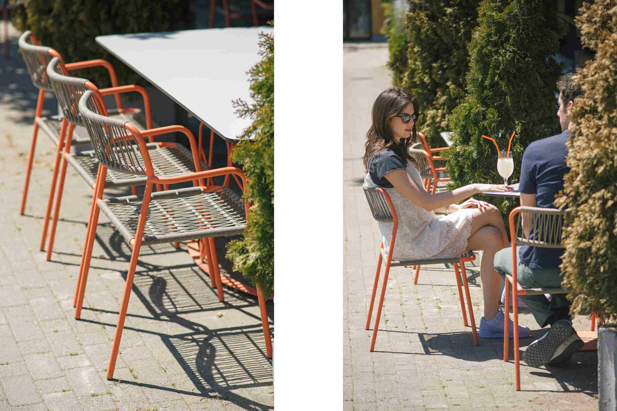 BIANCA Gartenstuhl mit Armlehnen – Design Outdoor Stuhl