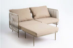 Gartensofa-Eckelement mit verlängerter Liegefläche und Seilbespannung