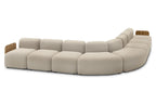 DOLMEN Designer Modular Sofa als große gebogene Sofalandschaft mit Holzdetails