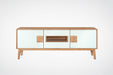 EILERT Massivholz TV-Sideboard von Whiteoak, Frontalansicht