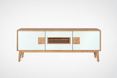 EILERT Massivholz TV-Sideboard von Whiteoak, Frontalansicht