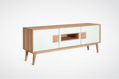 EILERT Massivholz TV-Sideboard mit MDF-Fronten, seitliche Perspektive