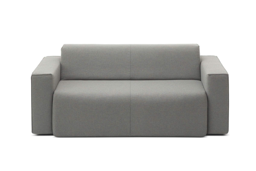 HIPPO Designer 2-Sitzer Schlafsofa von EXTRAFORM in grauem Stoff in Frontansicht