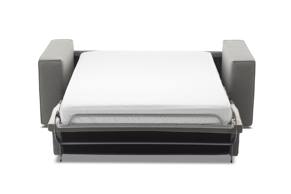 Designer 2-Sitzer Schlafsofa von EXTRAFORM mit ausgeklappter Liegefläche