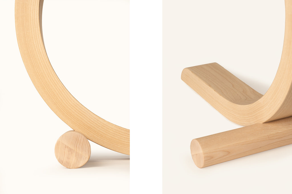 Holzdetail des Designer Hockers von Woak