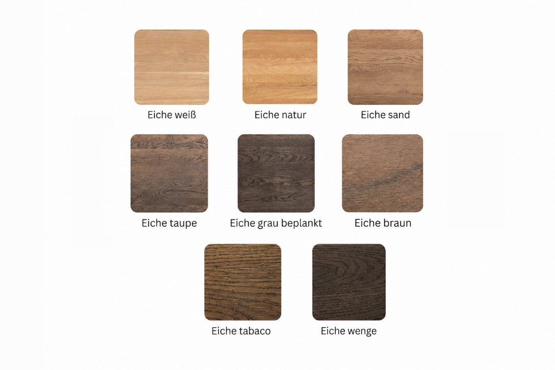 Holzmuster Eiche weiß, natur, sand, taupe, grau beplankt, braun, tabaco, wenge