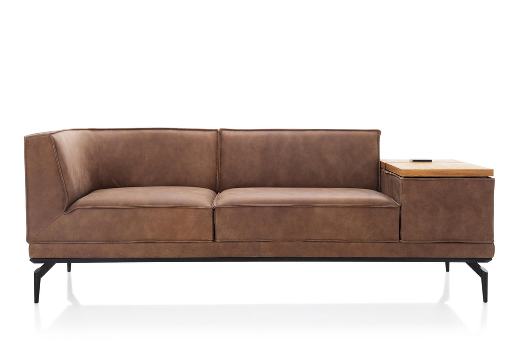 INFINITY Designer Sofa von EXTRAFORM mit integriertem Holzelement in Frontansicht