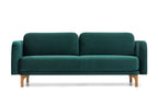 LOOP Designer 2-Sitzer Sofa von EXTRAFORM in Grün mit Holzfüßen – Frontansicht