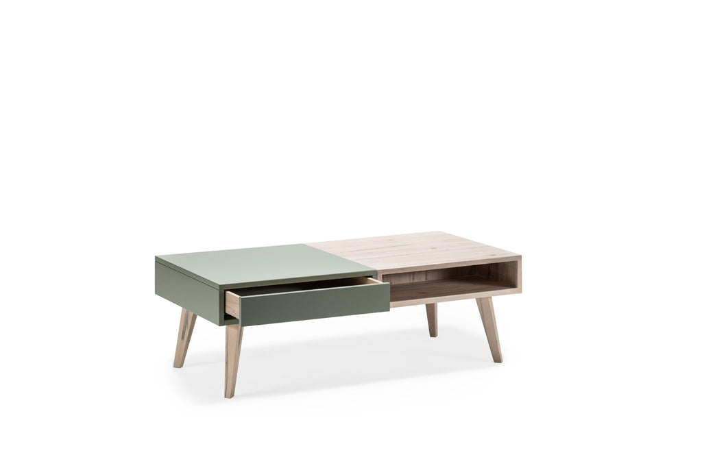 Couchtisch mit Schublade in geöffnetem Zustand