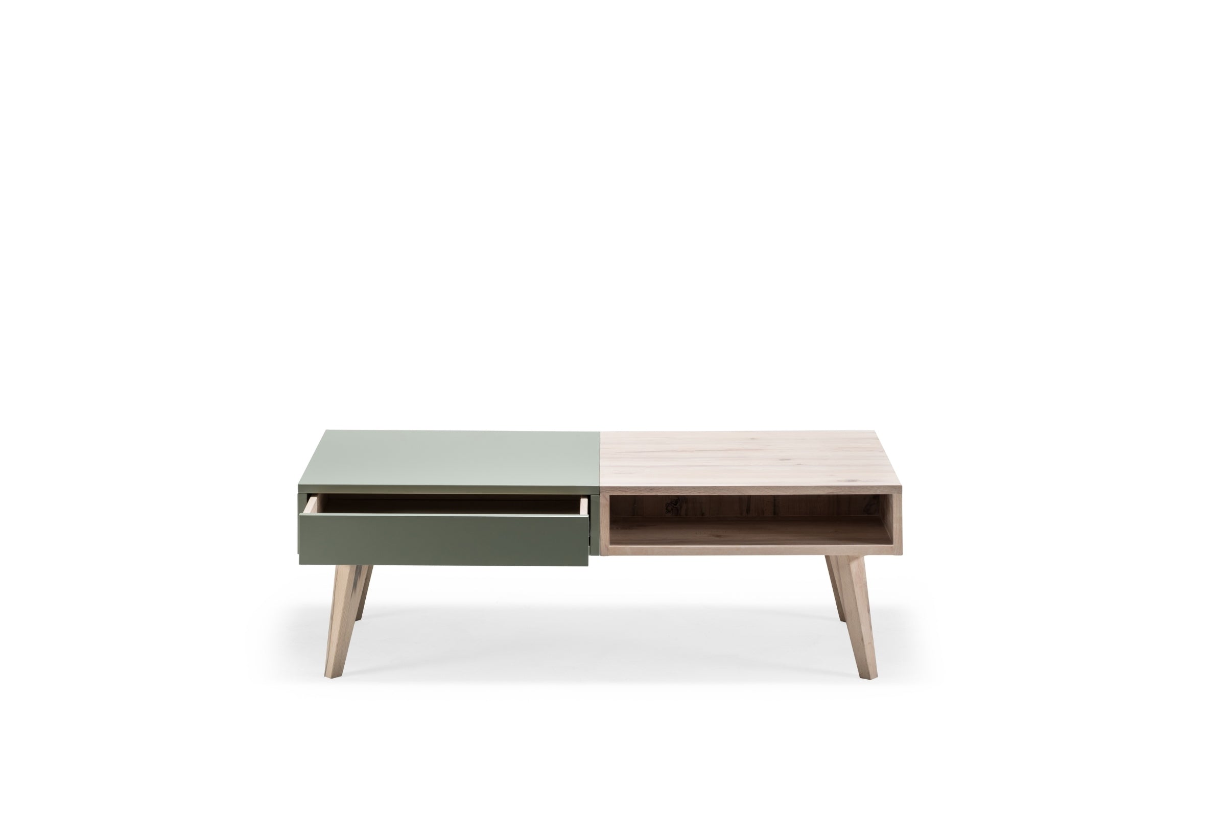 Couchtisch mit Schublade in geöffnetem Zustand - Frontansicht
