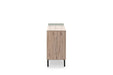 Minimalistisches Design des Sideboards, Kombination aus Holz und Metall