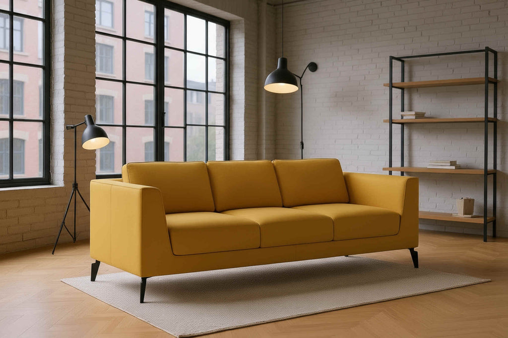 Modernes LUMEA 3-Sitzer Sofa  von EXTRAFORM in einer Wohnung in Gelb