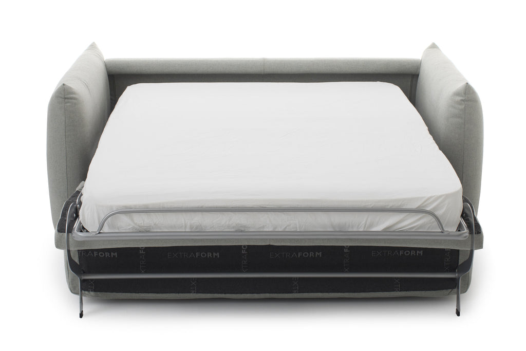 LUNA Designer Schlafsofa mit ausgeklappter Bettfunktion und Matratze