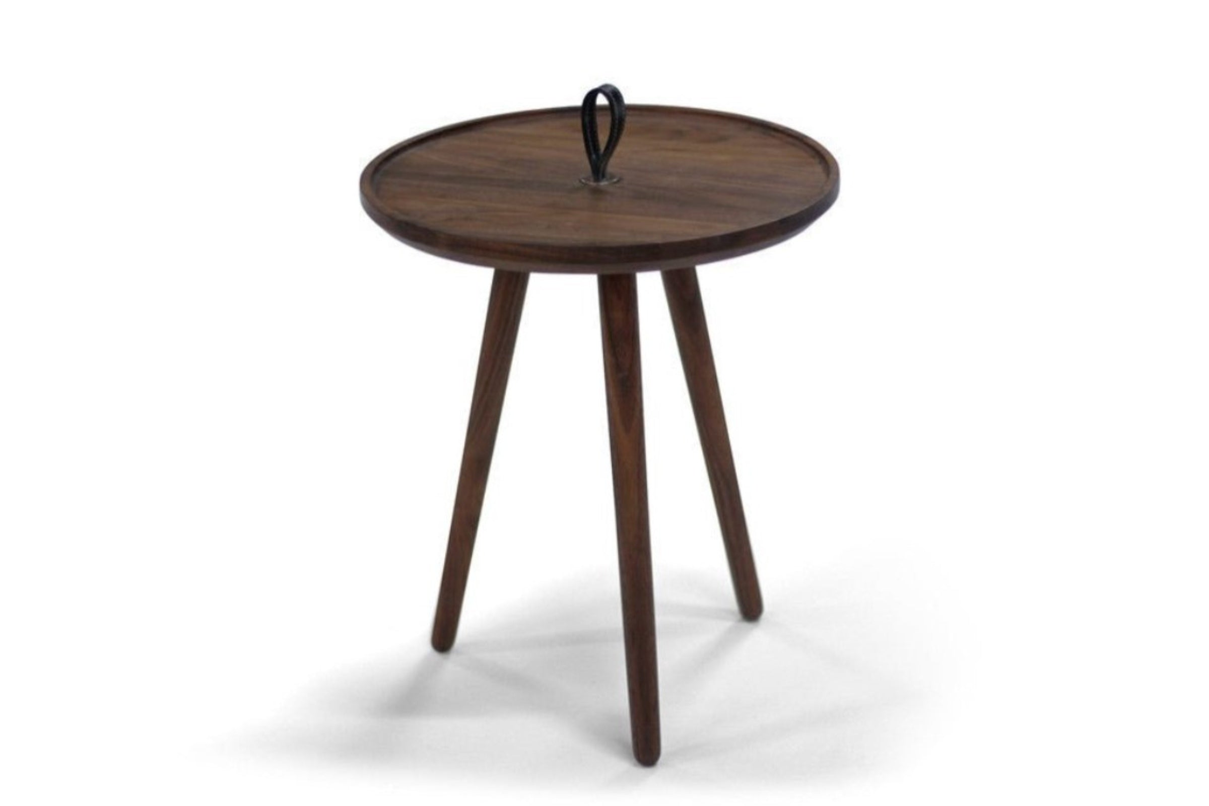 MALIN Beistelltisch mit Lederschlaufe – Holzdetails