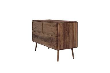 MALIN Designer Sideboard aus Massivholz mit Holzbeinen, Seitenansicht