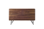 Sideboard aus Massivholz auf Metallbeinen, aus Walnussholz, Vorderansicht
