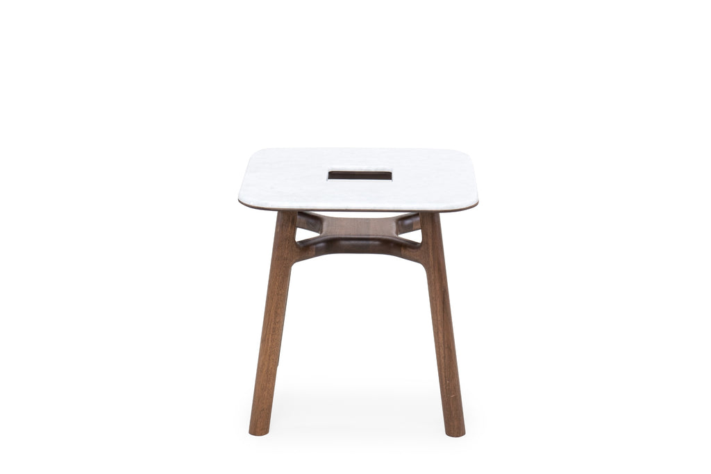 Marshall Designer Couchtisch mit weißer Marmor-Tischplatte und minimalistischem Design