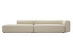 Modular Sofa in Beige mit offenem Sitzelement links und Armlehne rechts
