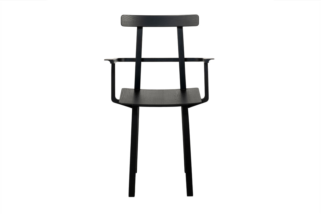 NERVOSA Designer Stuhl mit Armlehnen in schwarz von Woak – Vorderansicht