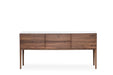 NINAS Designer Sideboard von Woak aus Nussbaum, Gesamtansicht mit Fokus auf Marmorplatte und modernes Design