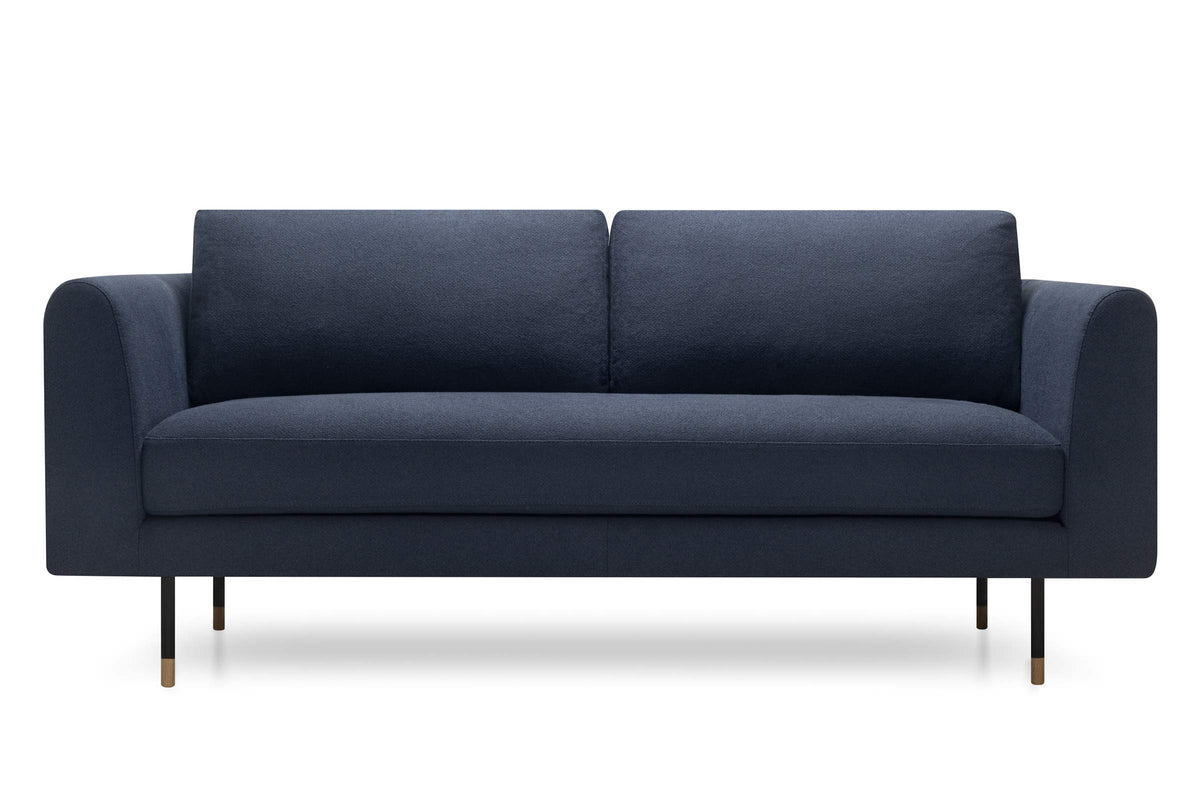 Designer Modular Sofa in dunkelblauem Stoff in Frontansicht