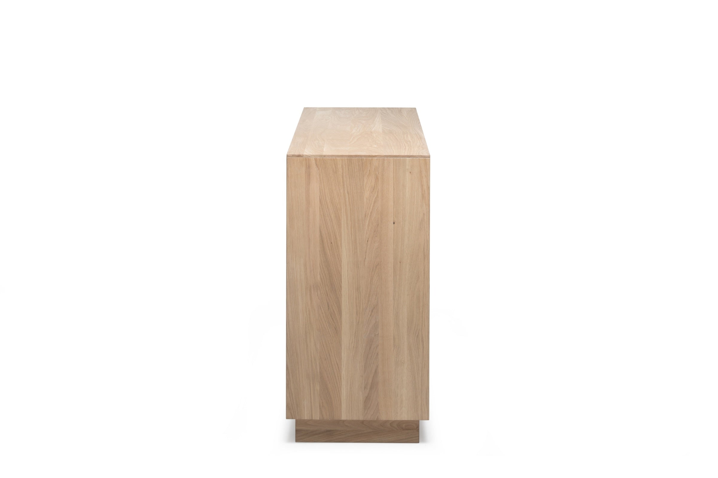 Seitenansicht des RABA Designer Sideboards aus Massivholz auf Sockel