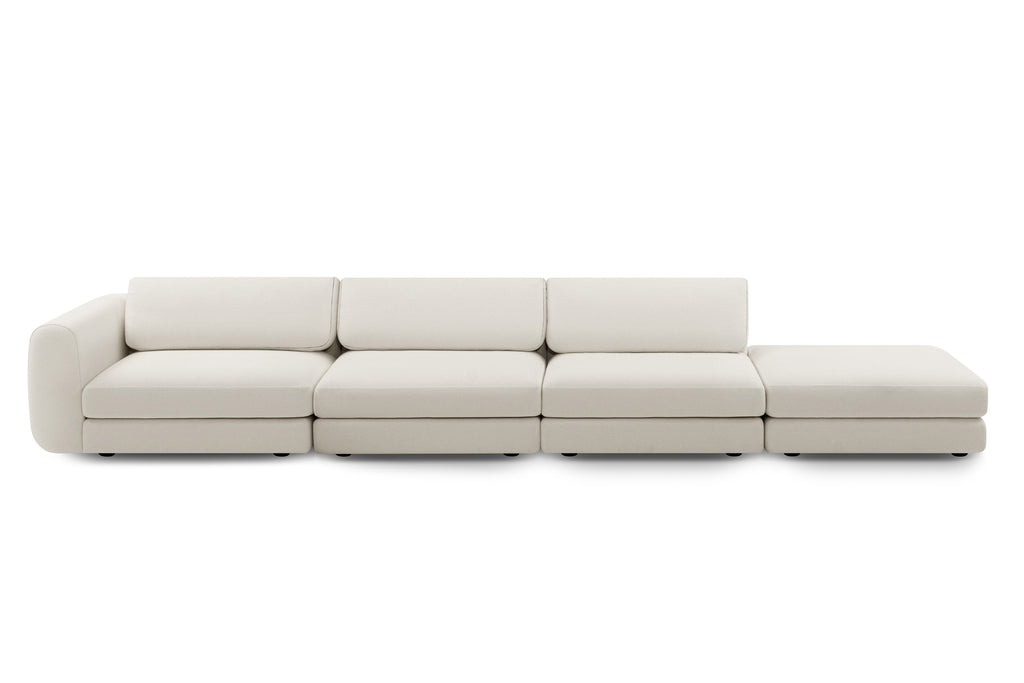 TRIBECA Designer Modular Sofa in Cremeweiß als gerades Sofa mit offenem Sitzelement rechts