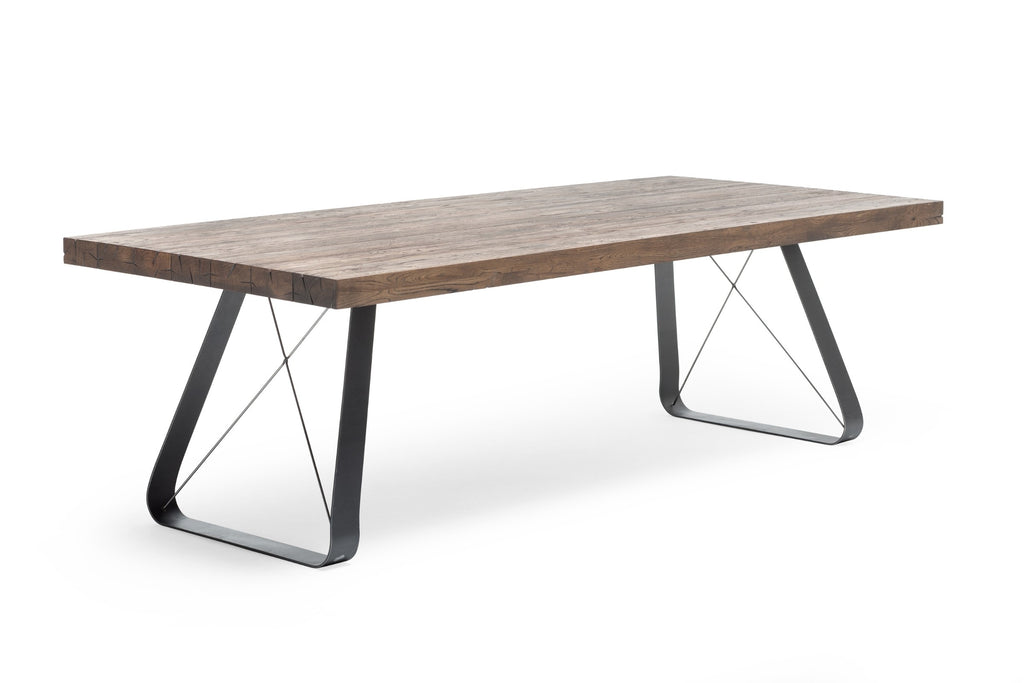 Seitenansicht des TYKO Esstisches mit X-Verstrebung