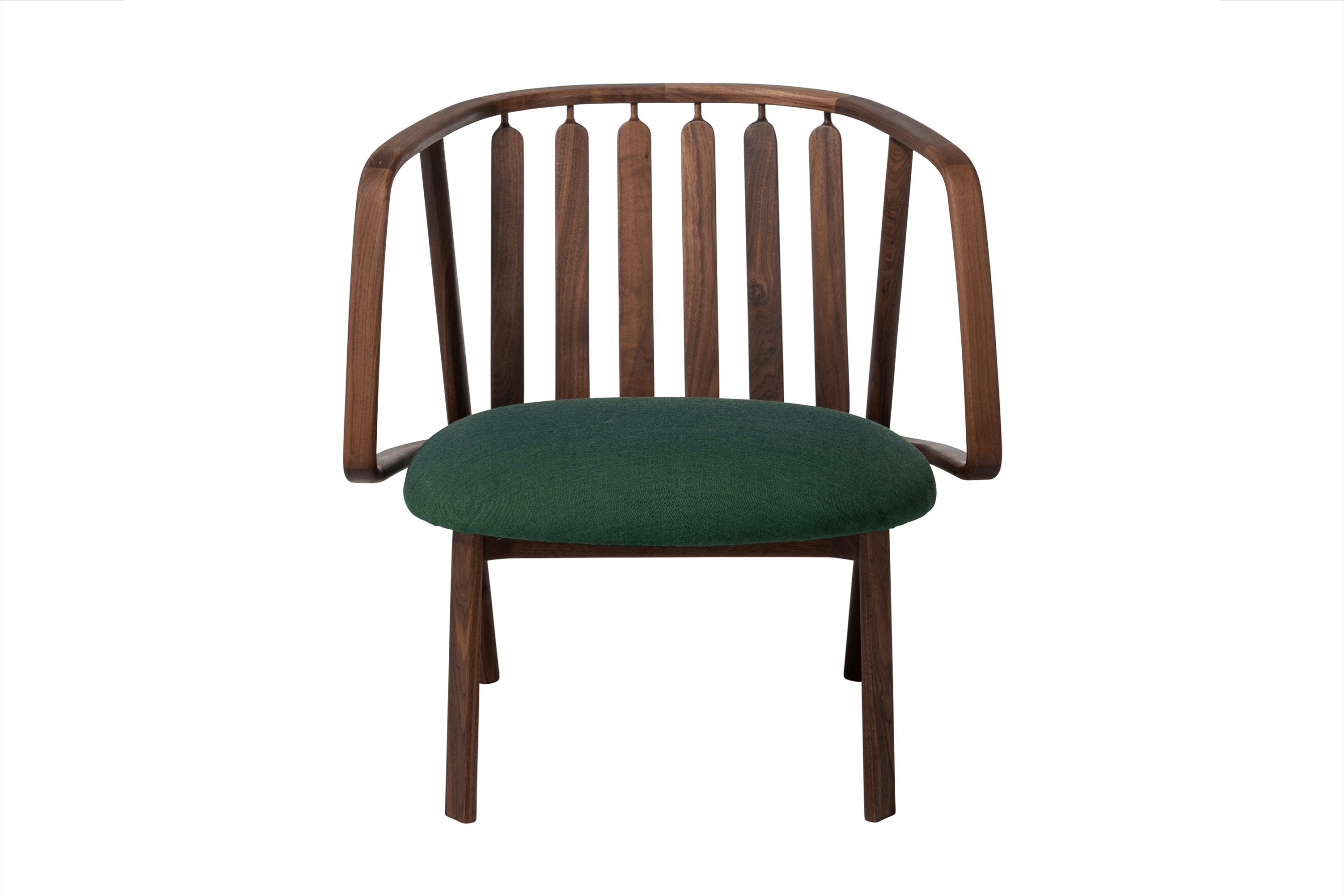 WHERRY Designer Sessel – Vorderansicht mit grüner Polsterung