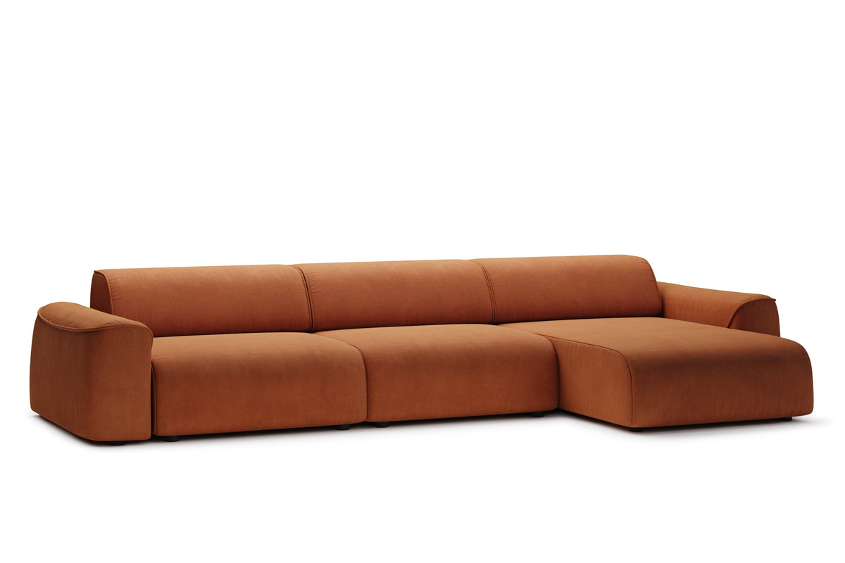 Mit Chaiselongue rechts von EXTRAFORM in Orange