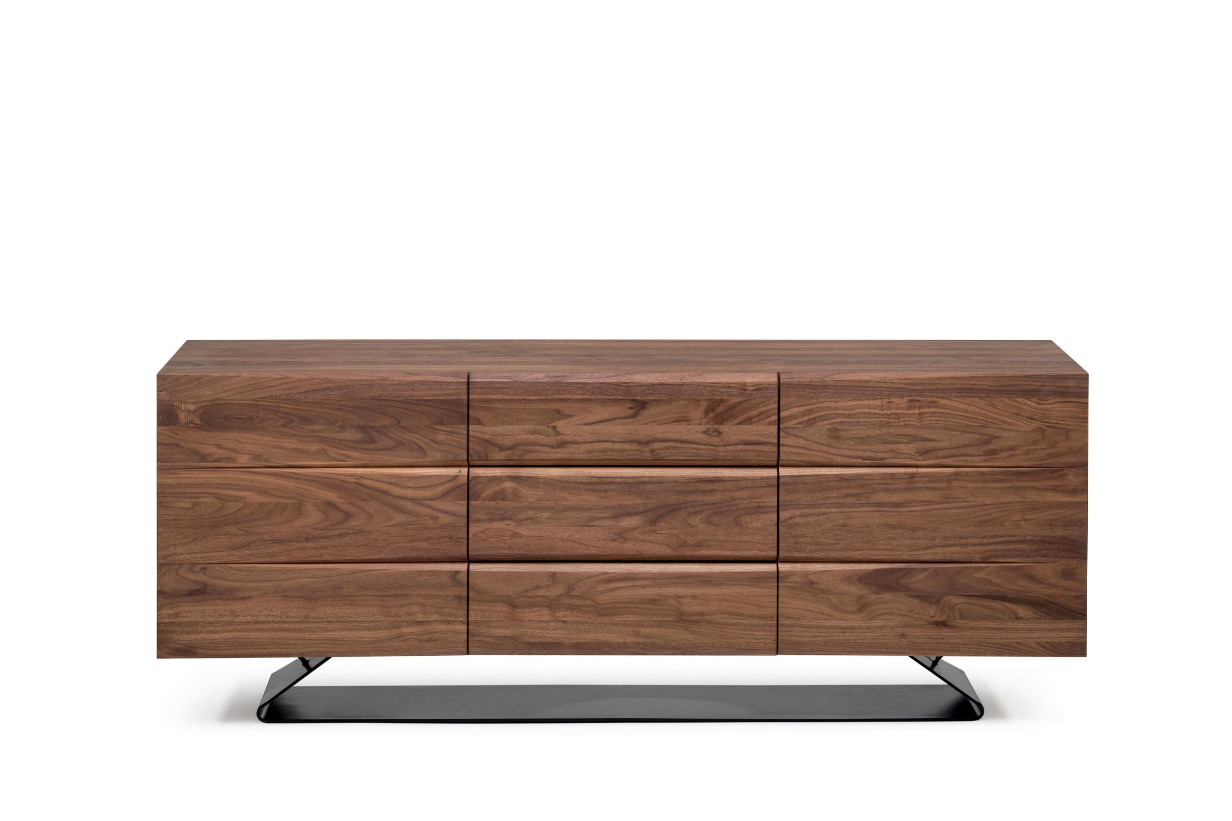 YOOI Massivholz Sideboard aus Nussbaum auf schwarzem Metallsockel