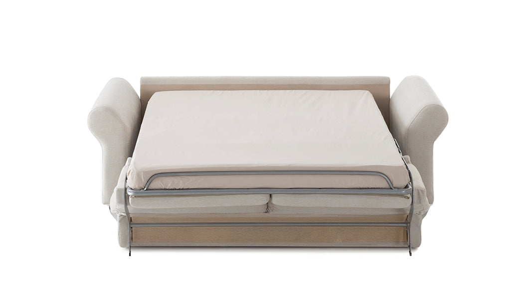 FAIRY Designern Schlafsofa mit ausgezogener Liegefläche – Bettfunktion geöffnet