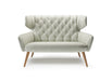 VIGO Designer Sofa von EXTRAFORM mit Holzfüßen und heller Lederpolsterung, Frontalansicht