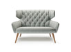 VIGO Designer Sofa in grauer Stoffausführung mit Holzfüßen, Frontalansicht