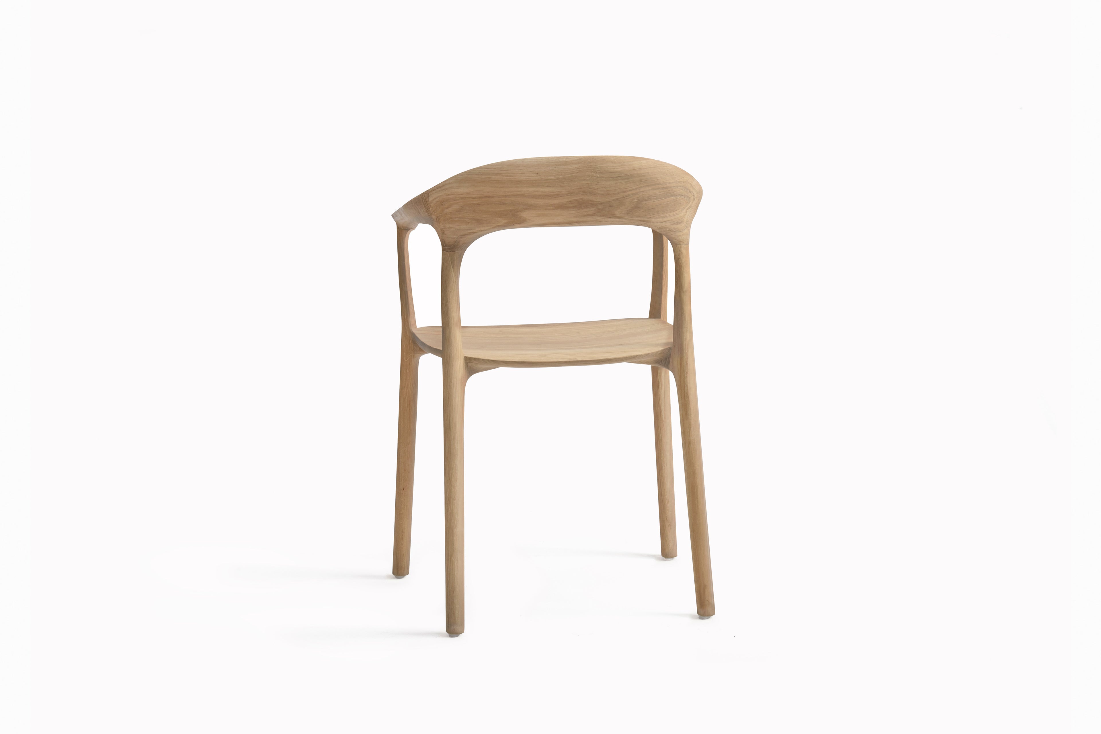 Stuhl mit Armlehnen aus Eiche ohne Bezug - Rückansicht